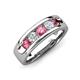 3 - Caleb 0.75 ctw Pink Tourmaline and Natural Diamond Comfort Fit Men Wedding Band (6 mm) 