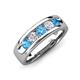 3 - Caleb 0.72 ctw Blue Topaz and Natural Diamond Comfort Fit Men Wedding Band (6 mm) 