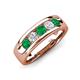 3 - Caleb 0.81 ctw Emerald and Natural Diamond Comfort Fit Men Wedding Band (6 mm) 