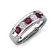 3 - Caleb 0.84 ctw Rhodolite Garnet and Lab Grown Diamond Comfort Fit Men Wedding Band (6 mm) 