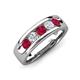 3 - Caleb 0.81 ctw Ruby and Lab Grown Diamond Comfort Fit Men Wedding Band (6 mm) 
