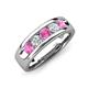 3 - Caleb 0.81 ctw Pink Sapphire and Lab Grown Diamond Comfort Fit Men Wedding Band (6 mm) 