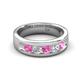 5 - Caleb 0.81 ctw Pink Sapphire and Lab Grown Diamond Comfort Fit Men Wedding Band (6 mm) 