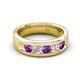 5 - Caleb 0.75 ctw Amethyst and Lab Grown Diamond Comfort Fit Men Wedding Band (6 mm) 