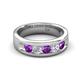 5 - Caleb 0.75 ctw Amethyst and Lab Grown Diamond Comfort Fit Men Wedding Band (6 mm) 