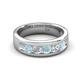 5 - Caleb 0.75 ctw Aquamarine and Lab Grown Diamond Comfort Fit Men Wedding Band (6 mm) 