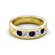 5 - Caleb 0.81 ctw Blue Sapphire and Lab Grown Diamond Comfort Fit Men Wedding Band (6 mm) 