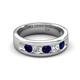 5 - Caleb 0.81 ctw Blue Sapphire and Lab Grown Diamond Comfort Fit Men Wedding Band (6 mm) 