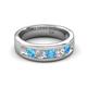 5 - Caleb 0.72 ctw Blue Topaz and Lab Grown Diamond Comfort Fit Men Wedding Band (6 mm) 