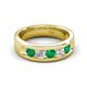 5 - Caleb 0.81 ctw Emerald and Lab Grown Diamond Comfort Fit Men Wedding Band (6 mm) 