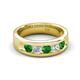 5 - Caleb 0.84 ctw Green Garnet and Lab Grown Diamond Comfort Fit Men Wedding Band (6 mm) 