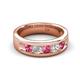 5 - Caleb 0.75 ctw Pink Tourmaline and Lab Grown Diamond Comfort Fit Men Wedding Band (6 mm) 