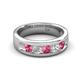 5 - Caleb 0.75 ctw Pink Tourmaline and Lab Grown Diamond Comfort Fit Men Wedding Band (6 mm) 