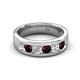 5 - Caleb 0.84 ctw Red Garnet and Lab Grown Diamond Comfort Fit Men Wedding Band (6 mm) 