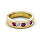 5 - Caleb 0.84 ctw Rhodolite Garnet and Lab Grown Diamond Comfort Fit Men Wedding Band (6 mm) 