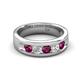 5 - Caleb 0.84 ctw Rhodolite Garnet and Lab Grown Diamond Comfort Fit Men Wedding Band (6 mm) 