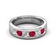 5 - Caleb 0.81 ctw Ruby and Lab Grown Diamond Comfort Fit Men Wedding Band (6 mm) 