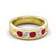 5 - Caleb 0.81 ctw Ruby and Lab Grown Diamond Comfort Fit Men Wedding Band (6 mm) 