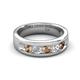 5 - Caleb 0.78 ctw Smoky Quartz and Lab Grown Diamond Comfort Fit Men Wedding Band (6 mm) 