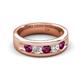 5 - Caleb 0.84 ctw Rhodolite Garnet and Natural Diamond Comfort Fit Men Wedding Band (6 mm) 