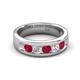 5 - Caleb 0.81 ctw Ruby and Natural Diamond Comfort Fit Men Wedding Band (6 mm) 