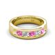 5 - Caleb 0.81 ctw Pink Sapphire and Natural Diamond Comfort Fit Men Wedding Band (6 mm) 