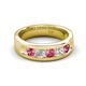 5 - Caleb 0.75 ctw Pink Tourmaline and Natural Diamond Comfort Fit Men Wedding Band (6 mm) 