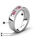 4 - Caleb 0.75 ctw Pink Tourmaline and Natural Diamond Comfort Fit Men Wedding Band (6 mm) 