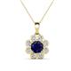 1 - Urania 1.75 ctw Blue Sapphire (6.00 mm) and Accented Lab Grown Diamond Halo Floral Pendant 