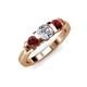 3 - Raea 1.19 ctw Lab Grown Diamond and Red Garnet Three Stone Engagement Ring 