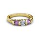 4 - Raea 1.13 ctw Lab Grown Diamond and Amethyst Three Stone Engagement Ring 