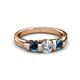 4 - Raea 1.10 ctw Lab Grown Diamond and Blue Diamond Three Stone Engagement Ring 