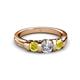 4 - Raea 1.13 ctw Lab Grown Diamond and Yellow Sapphire Three Stone Engagement Ring 