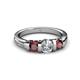 4 - Raea 1.19 ctw Lab Grown Diamond and Red Garnet Three Stone Engagement Ring 