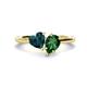 1 - Sasha Heart Shape London Blue Topaz & Pear Shape Lab Created Emerald 2 Stone Duo Ring 