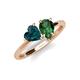 4 - Sasha Heart Shape London Blue Topaz & Pear Shape Lab Created Emerald 2 Stone Duo Ring 