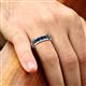 5 - Irvin 1.12 ctw Round Blue Diamond Seven Stone Men Wedding Band (6 mm) 