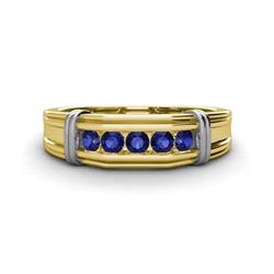 Kevin ctw Iolite Men Wedding Band ctw Round Iolite using Channel setting Men Wedding Band in K Yellow Gold