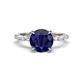 1 - Laila 2.98 ctw Created Blue Sapphire (8.00 mm) Hidden Halo Engagement Ring 