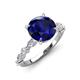 3 - Laila 2.98 ctw Created Blue Sapphire (8.00 mm) Hidden Halo Engagement Ring 