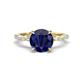 1 - Laila 2.98 ctw Created Blue Sapphire (8.00 mm) Hidden Halo Engagement Ring 