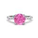 1 - Laila 2.98 ctw Created Pink Sapphire (8.00 mm) Hidden Halo Engagement Ring 