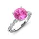 3 - Laila 2.98 ctw Created Pink Sapphire (8.00 mm) Hidden Halo Engagement Ring 