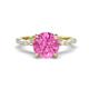 1 - Laila 2.98 ctw Created Pink Sapphire (8.00 mm) Hidden Halo Engagement Ring 