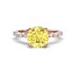 1 - Laila 2.98 ctw Created Yellow Sapphire (8.00 mm) Hidden Halo Engagement Ring 