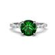 1 - Laila 2.23 ctw Created Emerald (8.00 mm) Hidden Halo Engagement Ring 
