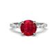 1 - Laila 3.23 ctw Created Ruby (8.00 mm) Hidden Halo Engagement Ring 