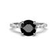 1 - Laila 3.48 ctw Black Diamond (8.00 mm) Hidden Halo Engagement Ring 