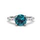 1 - Laila 2.48 ctw Blue Diamond (8.00 mm) Hidden Halo Engagement Ring 
