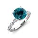 3 - Laila 2.48 ctw Blue Diamond (8.00 mm) Hidden Halo Engagement Ring 